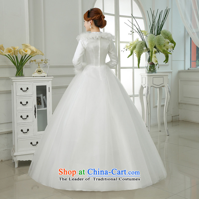 Embroidered bride upscale winter is no wedding dresses 2015 new winter marriage winter clothing cotton long-sleeved white wedding XXXL 2 ft 4 Suzhou shipment, waist embroidered bride shopping on the Internet has been pressed.