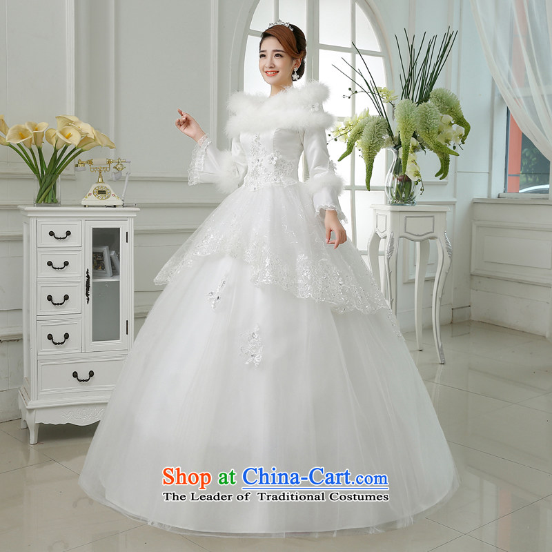 Embroidered is the new 2015 bride thick winter clothing marriage winter wedding long-sleeved lace white wedding XXXL Sau San 2 ft 4 Suzhou shipment, waist embroidered bride shopping on the Internet has been pressed.