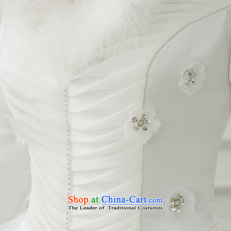 Embroidered is by no means a bride wedding dresses new 2015 warm winter thick collar gross winter bride winter long-sleeved wedding White M 2 feet waist, Suzhou embroidery brides shipment has been pressed shopping on the Internet