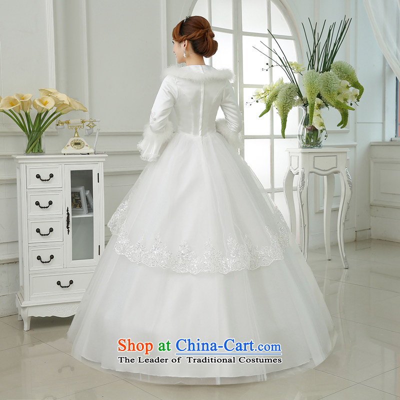 Embroidered bride 2015 winter is by no means a new cotton wedding dress long-sleeved gross for lace diamond winter clothing zipper wedding white S code 1 ft 9 Suzhou shipment, waist embroidered bride shopping on the Internet has been pressed.