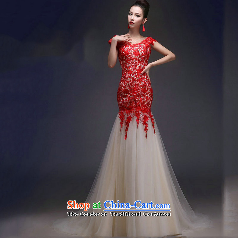 Yet, a wedding dresses new shoulders crowsfoot Sau San lace long strap evening dress xs5269 red S naoji a , , , shopping on the Internet