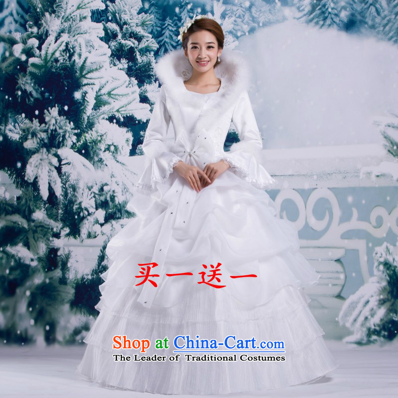 The 2014 Winter new stylish long-sleeved plus cotton Diamond Jewelry marry bride warm winter clothing wedding dress princess skirt buy one get one cluster support to the size of the Customer for no refunds or exchanges, love so AIRANPENG Peng () , , , sho