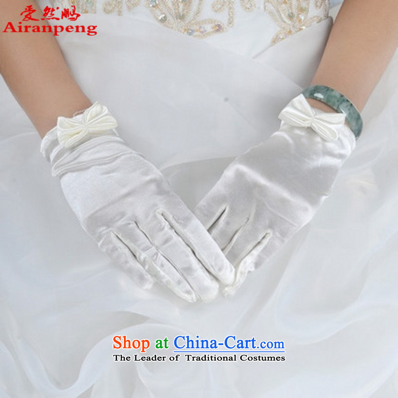 The bride female Korean winter gloves wedding dress wedding gloves bow tie short of white gloves White