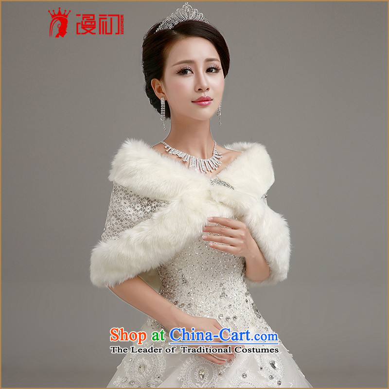 In the early 2015 bride walks wedding shawl winter wedding at small shoulder winter wedding warm jacket high rabbit wool shawl white water-soluble lace C code, spilling the early are , , , shopping on the Internet