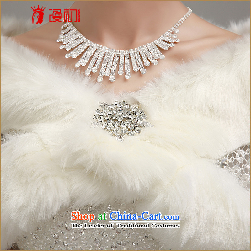 In the early 2015 bride walks wedding shawl winter wedding at small shoulder winter wedding warm jacket high rabbit wool shawl white water-soluble lace C code, spilling the early are , , , shopping on the Internet