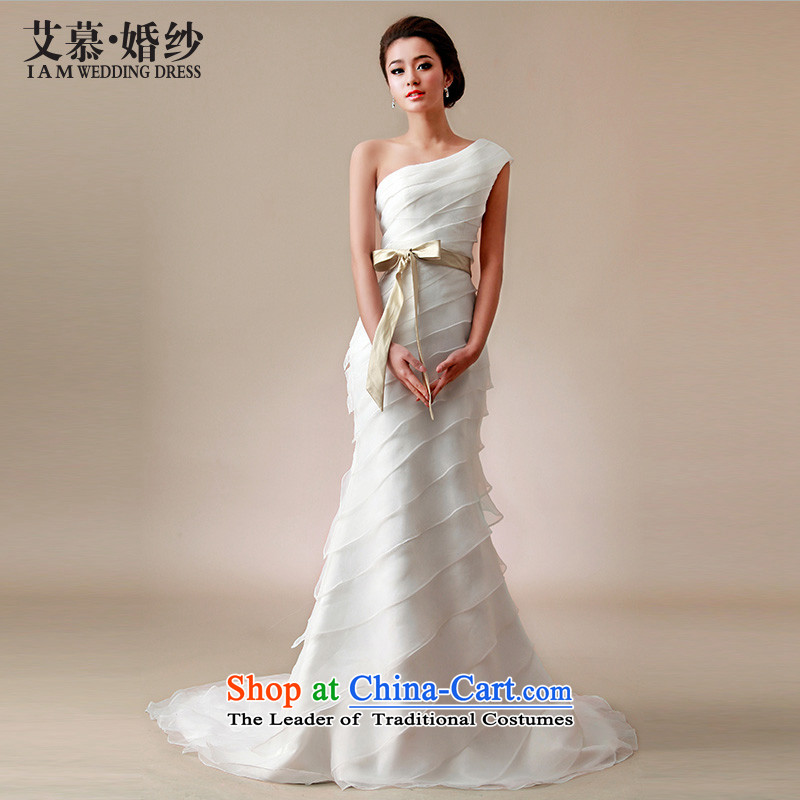 The 2015 new HIV wedding butterfly and shoulder tail small crowsfoot video thin bride wedding dresses whiteS