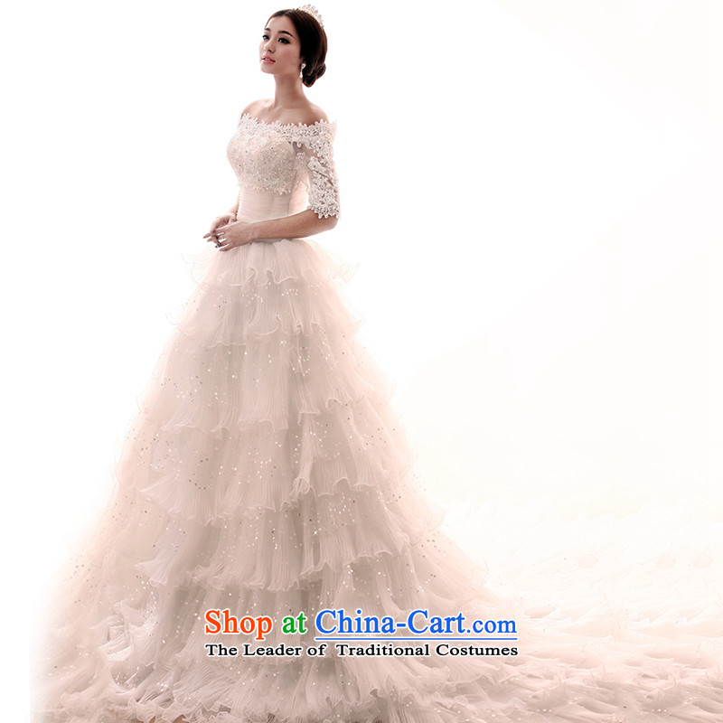 The 2015 new HIV boast long tail Korean word princess crowsfoot Shoulder Drill wedding dress wedding dress long-sleeved white L, HIV in , , , shopping on the Internet