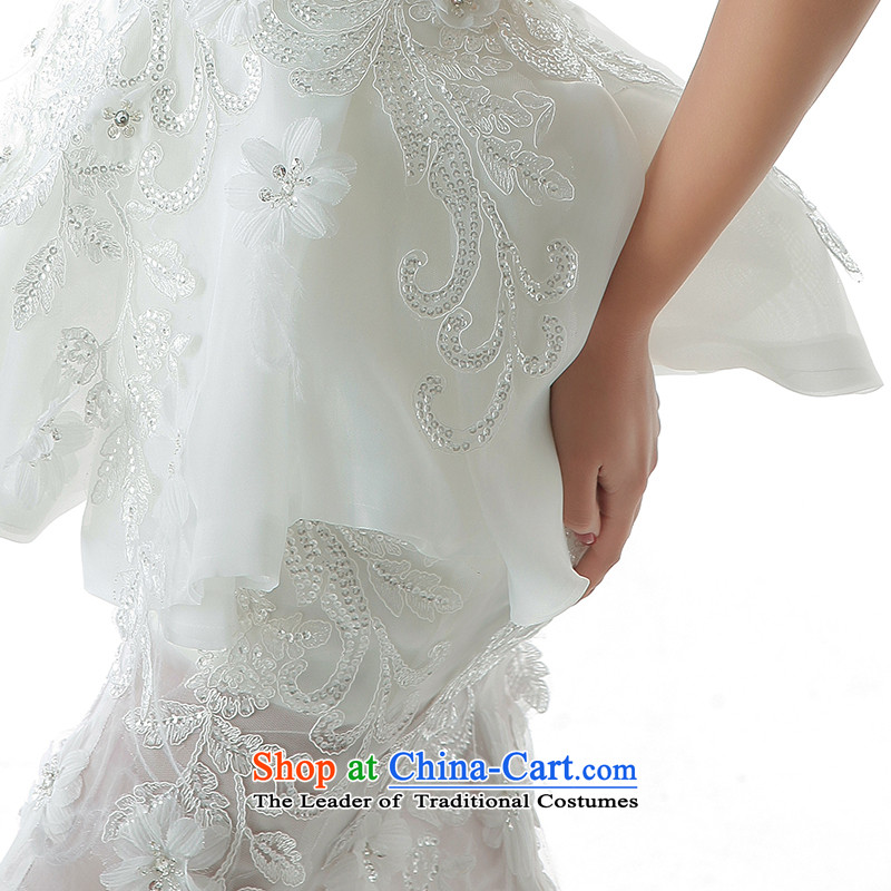 The 2015 new HIV wedding early summer semi permeable large tail crowsfoot flash erase chest stylish video drill thin bride dress ivory alignment to improve HIV has been pressed, S, shopping on the Internet