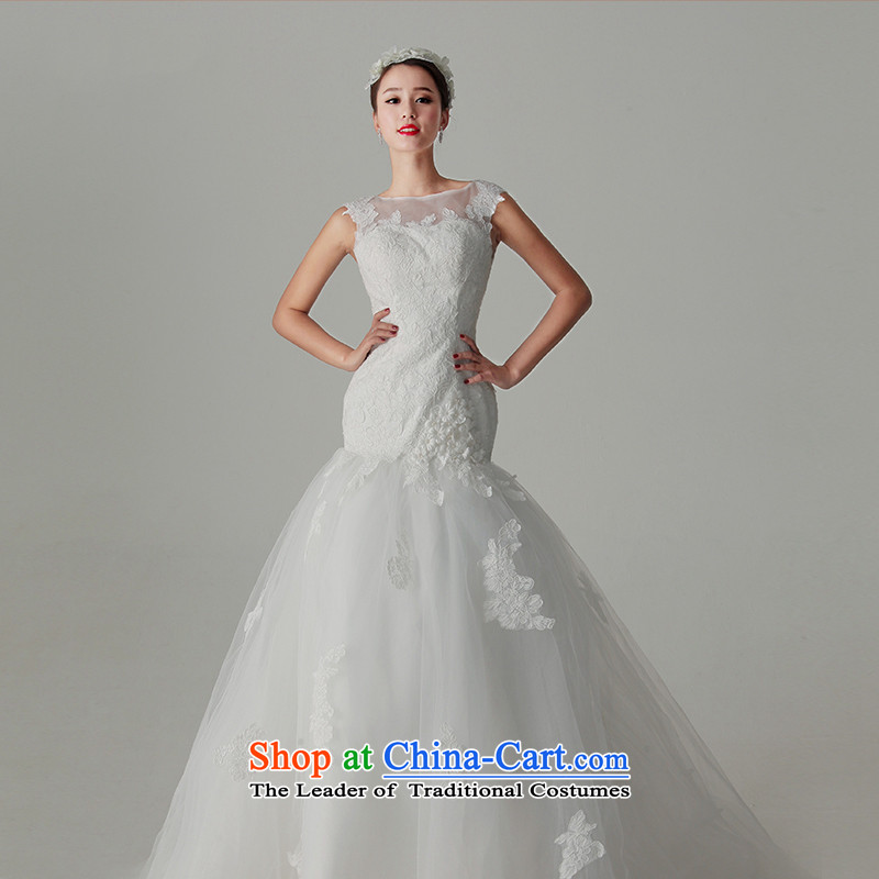 The 2015 new HIV flower fuser elegant lace back a crowsfoot field shoulder Princess Korean trailing white wedding dresses , M, HIV in , , , shopping on the Internet