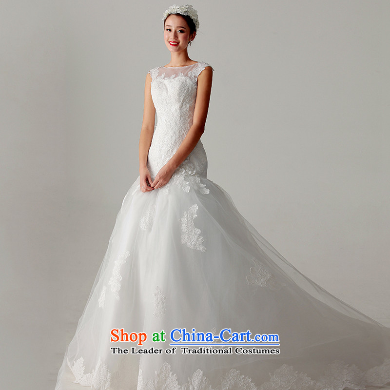 The 2015 new HIV flower fuser elegant lace back a crowsfoot field shoulder Princess Korean trailing white wedding dresses , M, HIV in , , , shopping on the Internet