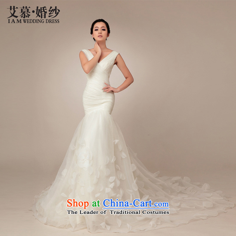 The 2015 new HIV bloom on the Korean version of the word shoulder straps satin crowsfoot large tail white retro graphics wedding dresses, Ms. thin whiteS
