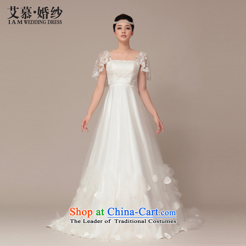 The 2015 new HIV wedding budding lace shawl Korean Princess tail wedding ivoryL