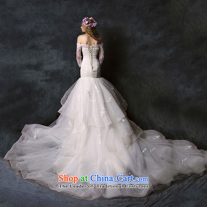 The new 2015 program covered by double-wiping the chest lace a crowsfoot long-sleeved brides field shoulder wedding dresses , HIV in white , , , shopping on the Internet