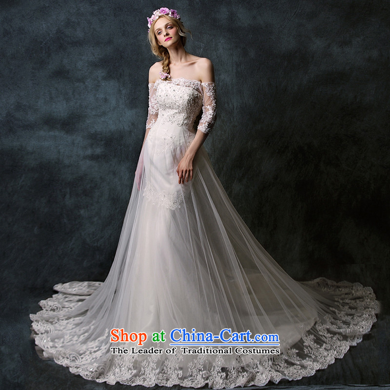 The 2015 new HIV and wipe the chest of a field shoulder lace long-sleeved crowsfoot tail wedding dresses ivory , L, HIV in , , , shopping on the Internet