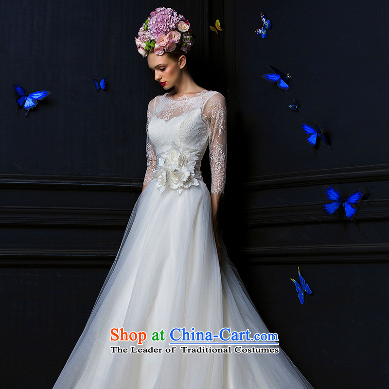 The Wedding 2015 HIV New Pik-tung and chest semi permeable lace long-sleeved long tail bride wedding dresses white , L, HIV in , , , shopping on the Internet