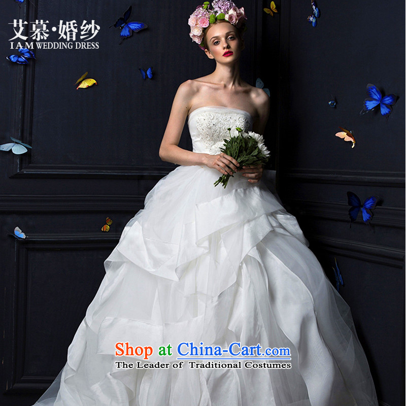 The Wedding 2015 HIV new 1644-1911 fuser anointed chest lace bon bon skirt long tail bride wedding dresses ivory S