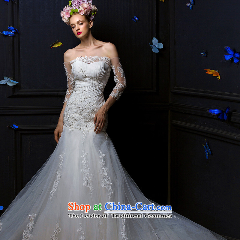 The new 2015 Program concept and Ms Audrey EU chest lace a field shoulder long-sleeved crowsfoot trailing white wedding dresses , L, HIV in , , , shopping on the Internet