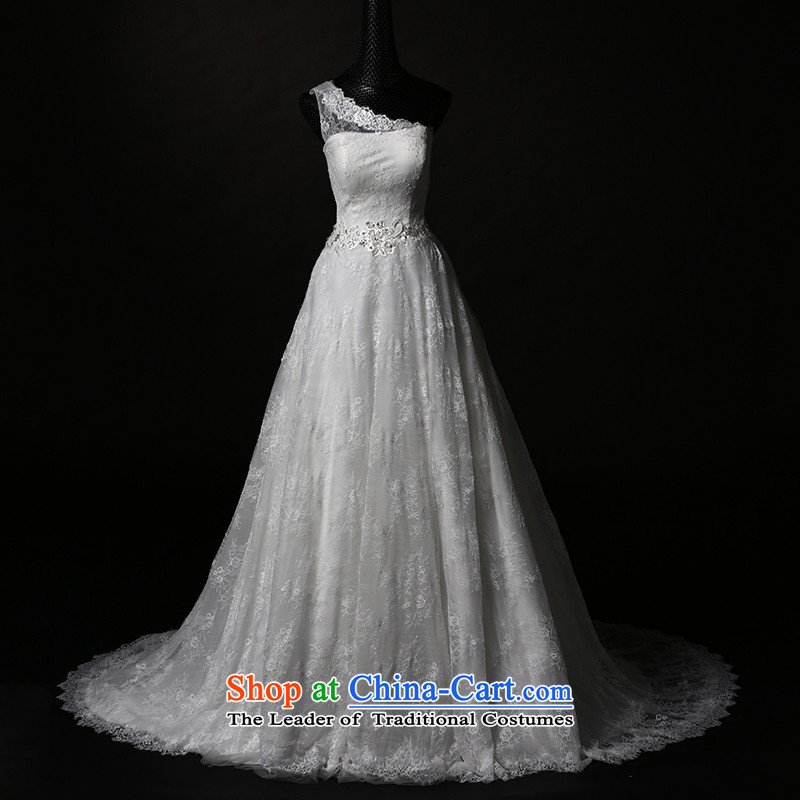 The Wedding 2015 HIV new half dream shoulder full lace long tail bride wedding dresses ivory XL, HIV in , , , shopping on the Internet