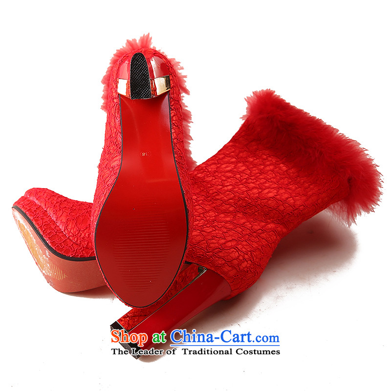 Marriage Women 2014 new winter marriage wears a pair of red high-brides fall and winter marriage shoes wedding shoes snowshoeing bootie girl with 10 cm 37 love so Peng (AIRANPENG) , , , shopping on the Internet