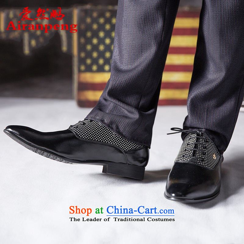 The autumn and winter men shoes, leather strap business round head leather ladys shoes and leather of the breathable genuine English shoe marriage shoes cinnabar red 43 Oi Yin Peng (AIRANPENG) , , , shopping on the Internet