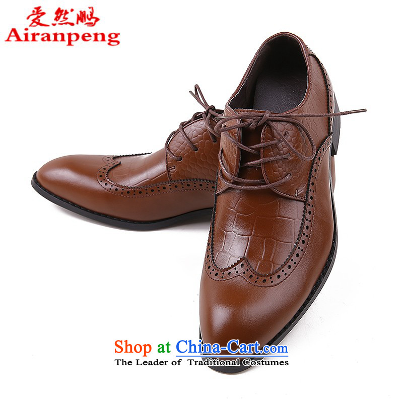 Men's Shoes and Leather Strap breathable single point shoes is business shoes of autumn and winter men cotton men shoes brown 39