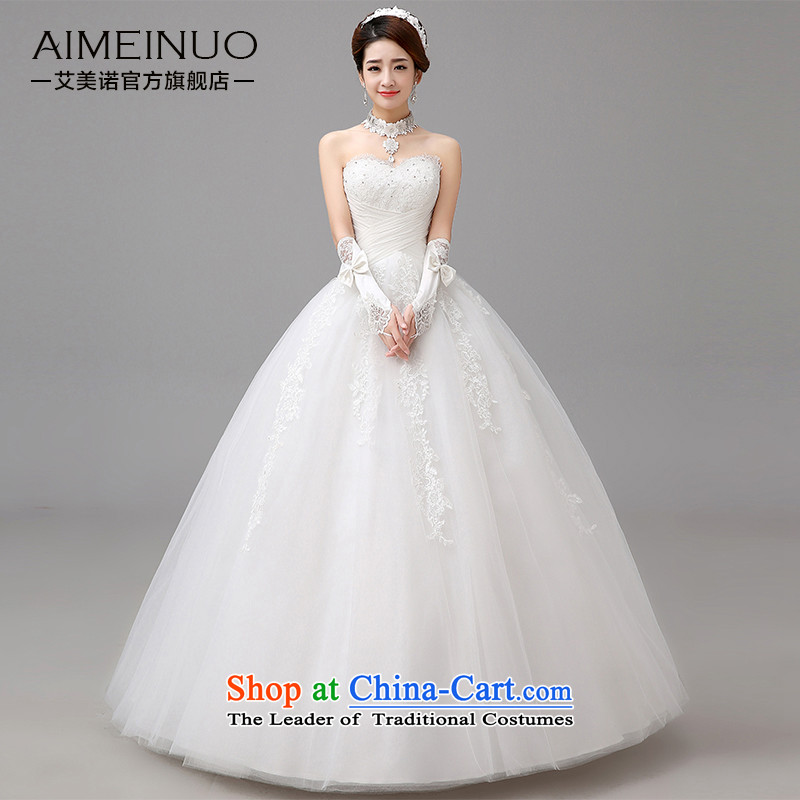 The HIV NEW 2015 wedding dress sweet lace anointed chest Korean video thin straps Sau San marriages to align the princess yarn H-36 white L