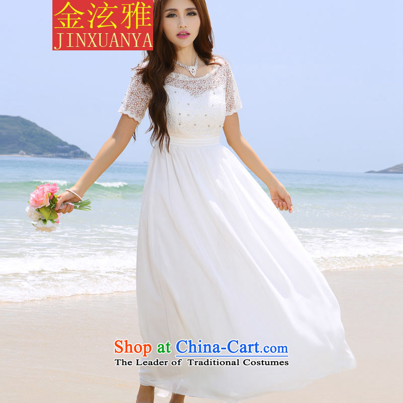 Kim Hyun ya 2015 skirt wedding nails beach pearl diamond dress long white dresses , L, Kim Hyun Nga , , , shopping on the Internet