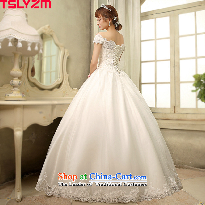The first field shoulder wedding dresses new 2015 autumn and winter Korean stylish and elegant marriages to align bon bon skirt out of courtesy yarn Foutune of video thin Satin White m,tslyzm,,, shopping on the Internet