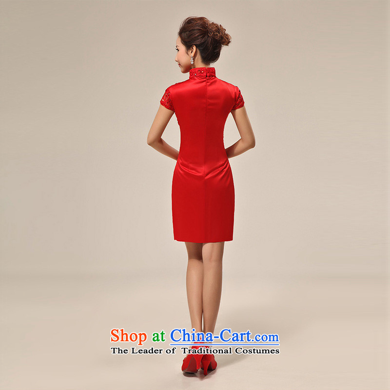 At the end of light red qipao gown bride short marriage QIPAO) bows to show dress CTX QP62 red light at the end of S, shopping on the Internet has been pressed.