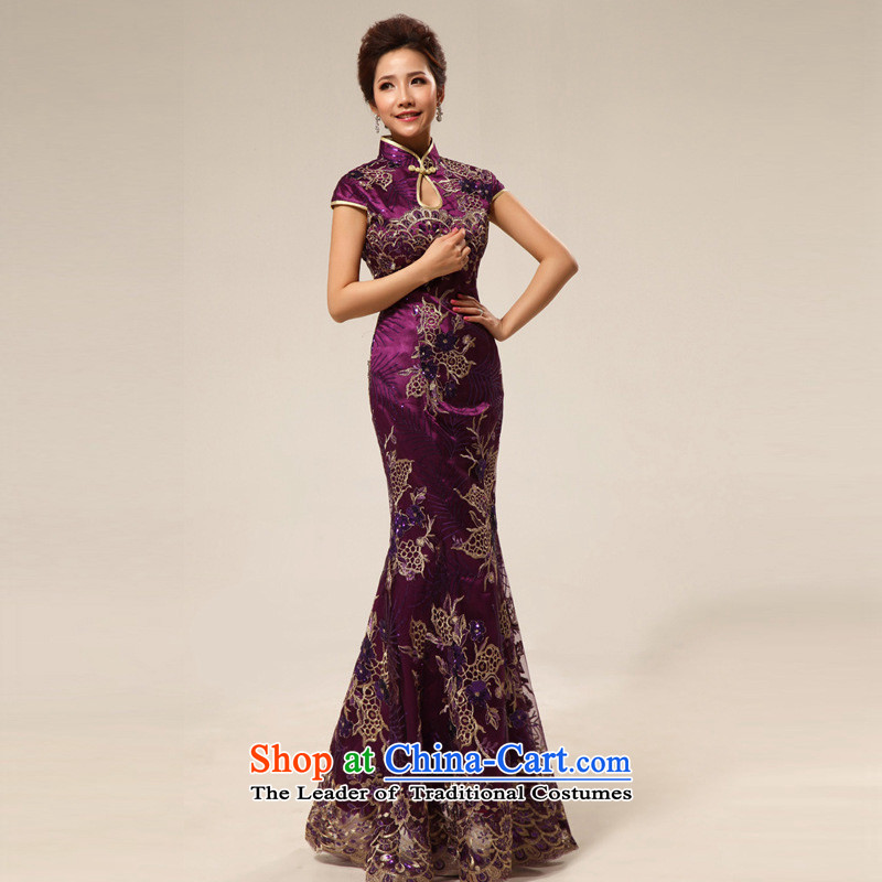 The end of the light of nostalgia for the marriage ceremony service improvement qipao Yingbin etiquette clothing cheongsam dress CTX stylish 67 Purple light at the end of , , , XXL, shopping on the Internet