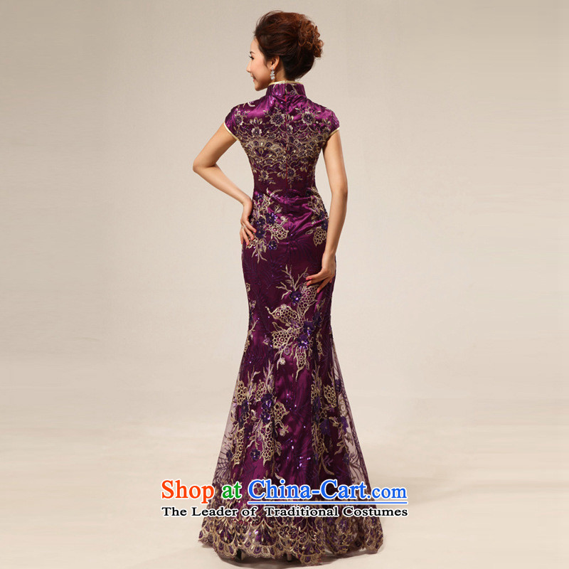 The end of the light of nostalgia for the marriage ceremony service improvement qipao Yingbin etiquette clothing cheongsam dress CTX stylish 67 Purple light at the end of , , , XXL, shopping on the Internet