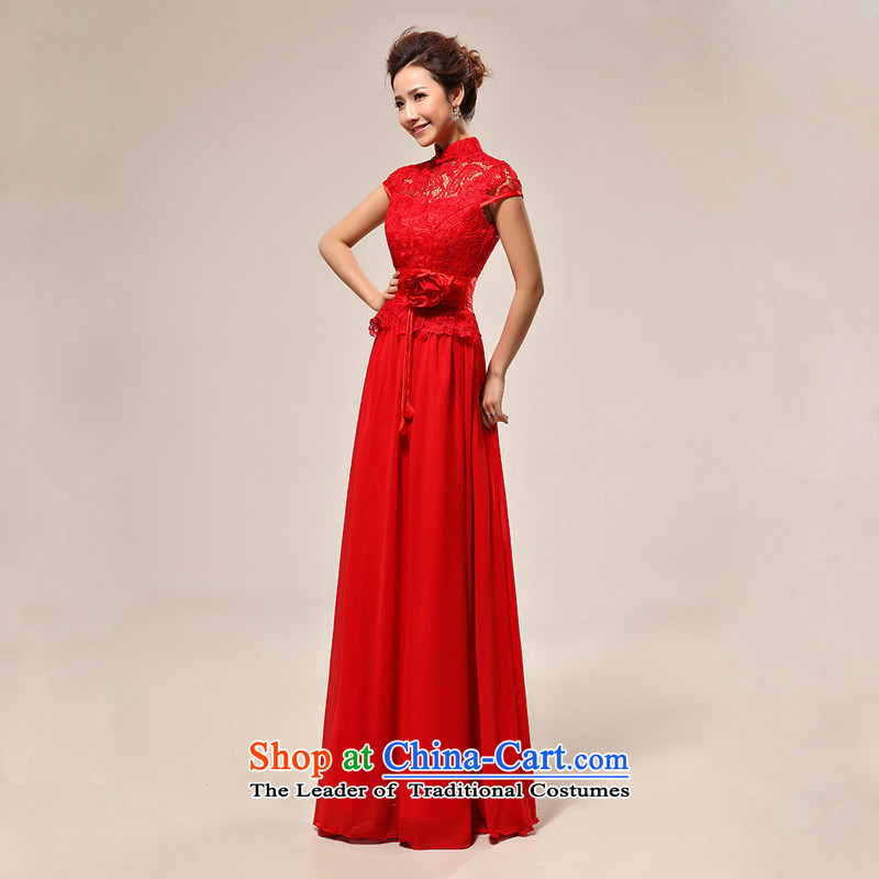 At the end of light wedding dress sexy qipao slotted shoulder red lace bride wedding dress CTX LF133  XXL, red light at the end of shopping on the Internet has been pressed.
