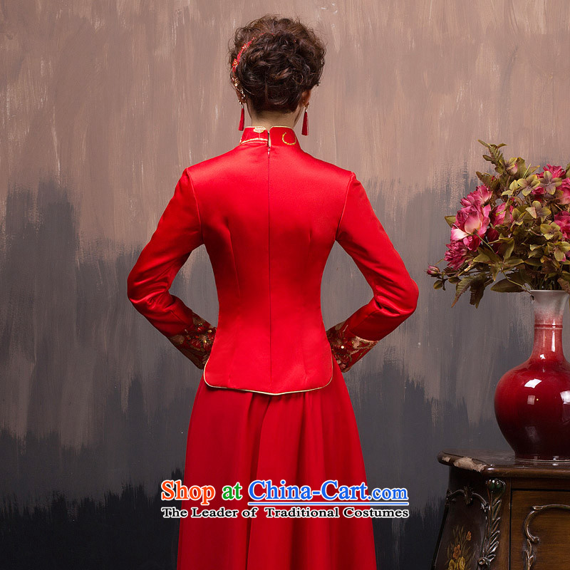 Red long gown 2015 Winter load new marriages bows services improved long-sleeved qipao retro winter clothing allowance, XL package so Peng (AIRANPENG) , , , shopping on the Internet