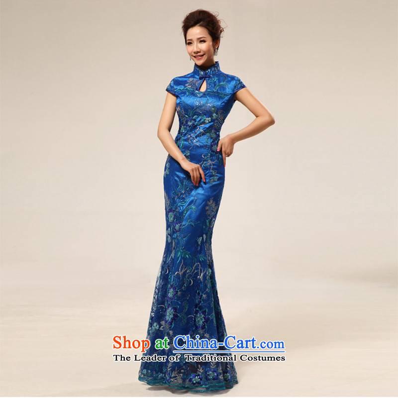 The end of the light of nostalgia for the marriage ceremony service improvement qipao Yingbin etiquette clothing CTX cheongsam dress XXL, blue light at the end of 67 , , , shopping on the Internet