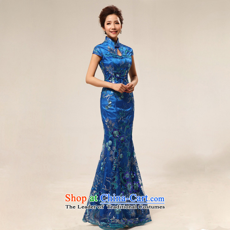 The end of the light of nostalgia for the marriage ceremony service improvement qipao Yingbin etiquette clothing CTX cheongsam dress XXL, blue light at the end of 67 , , , shopping on the Internet