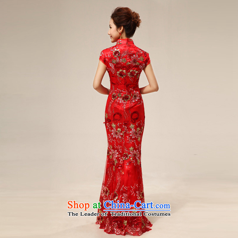 The end of the shallow marriages cheongsam dress stylish improved lace retro red red S Shallow QP64 CTX end shopping on the Internet has been pressed.
