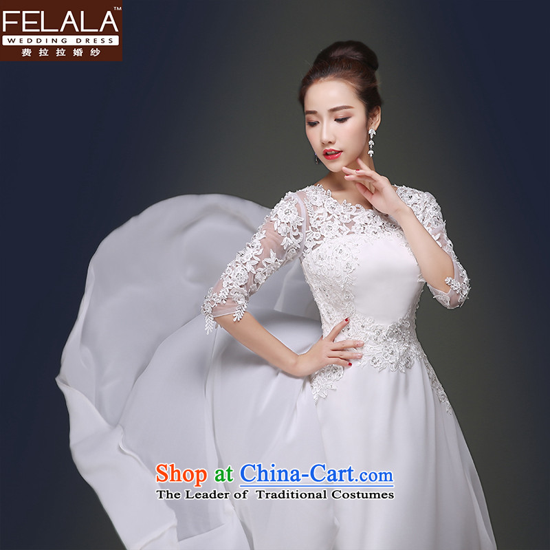 Ferrara wedding dresses 2015 new stylish graphics thin lace in cuff chiffon dresses with large wedding dress female L_2 feet 1_