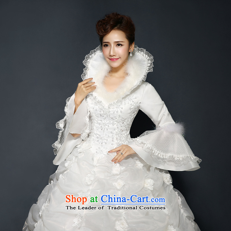 Wedding winter) white 2015 new stylish marriages winter long-sleeved lace clip cotton waffle warm winter, Sau San bon bon skirt White M, hundreds of Ming products , , , shopping on the Internet