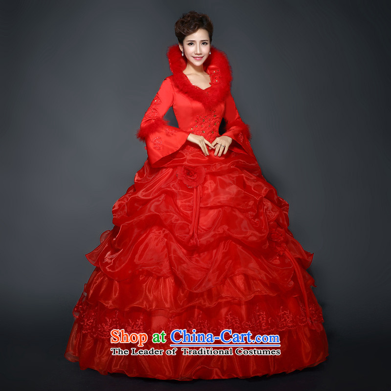 Red Winter) Wedding 2015 new stylish red winter plus long-sleeved thick cotton wool for large video thin winter wedding RED M, hundreds of Ming products , , , shopping on the Internet