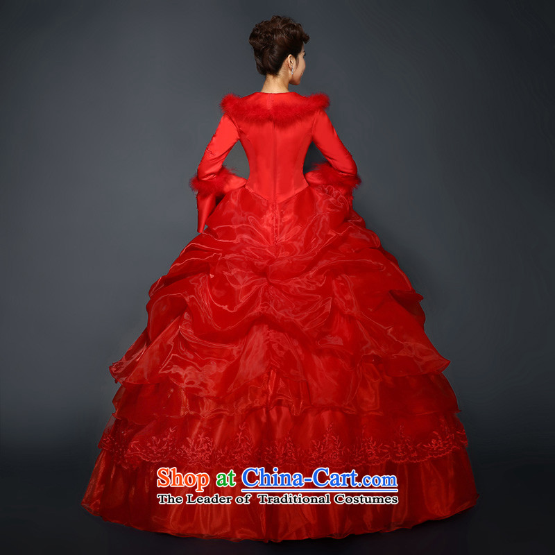 Red Winter) Wedding 2015 new stylish red winter plus long-sleeved thick cotton wool for large video thin winter wedding RED M, hundreds of Ming products , , , shopping on the Internet