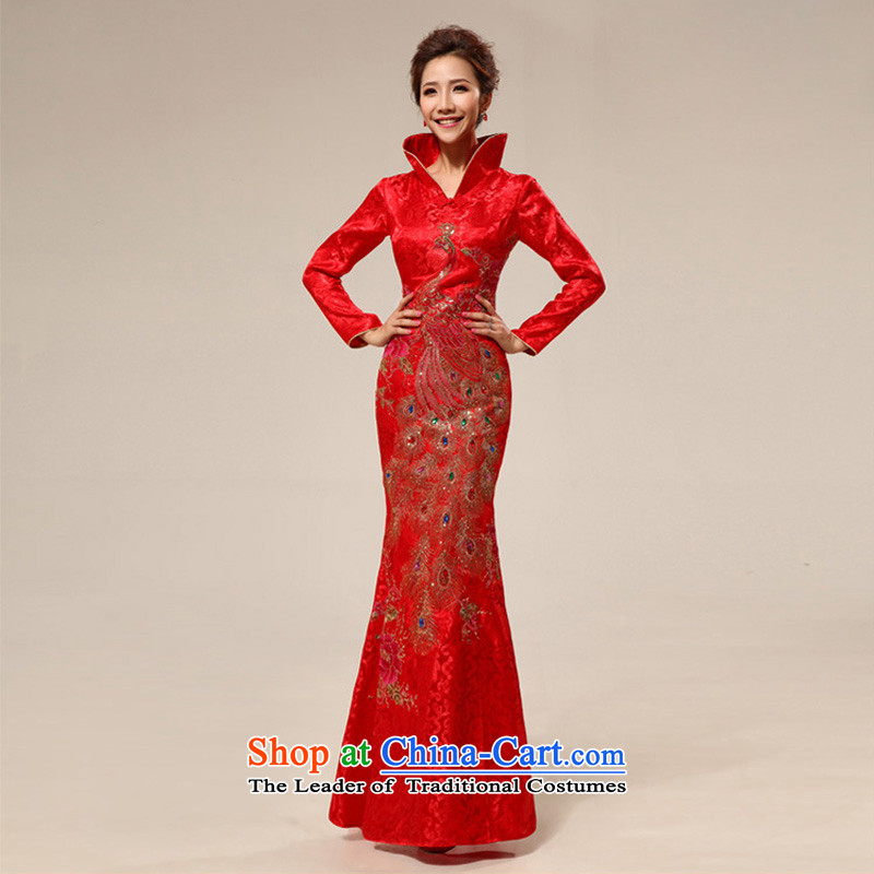 The end of the light (QM) red retro style improvement lace l marriages qipao QP69 RED M light CTX end shopping on the Internet has been pressed.