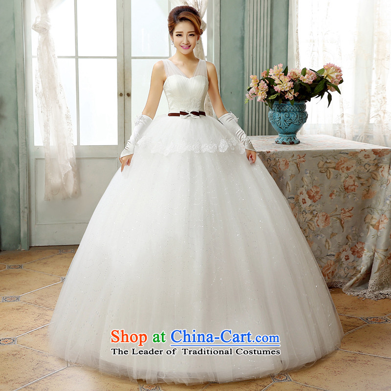 The Korean version of the new 2015 wedding to align graphics thin Korean minimalist bow tie a field shoulder deep V-neck strap to align the bride wedding dresses White M, hundreds of Ming products , , , shopping on the Internet
