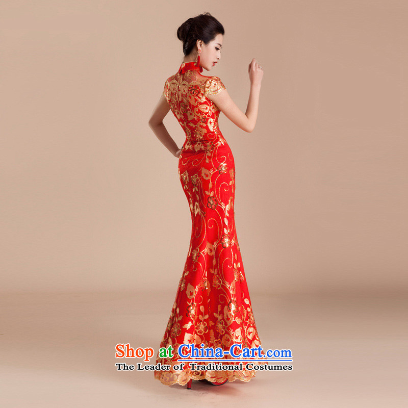The end of the light (QM) wedding services qipao married bows evening dress retro crowsfoot long red bride CTX QP80 red light at the end of M , , , shopping on the Internet