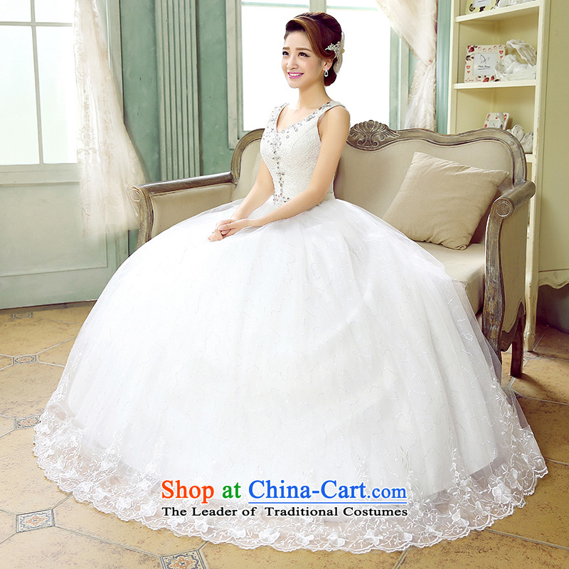 Wedding dress 2015 autumn and winter new stylish bride Korean word shoulder graphics thin diamond Sau San large straighten to bind with the autumn and winter, white XL, hundreds of Ming products , , , shopping on the Internet