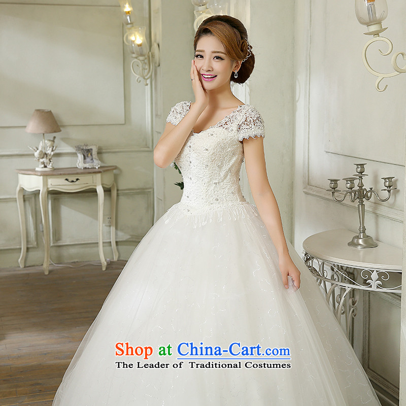 Wedding dress white 2015 new stylish Korean word diamond shoulder straps v-neck lace video thin shoulders wedding marriage with white , L, hundreds of Ming products , , , shopping on the Internet