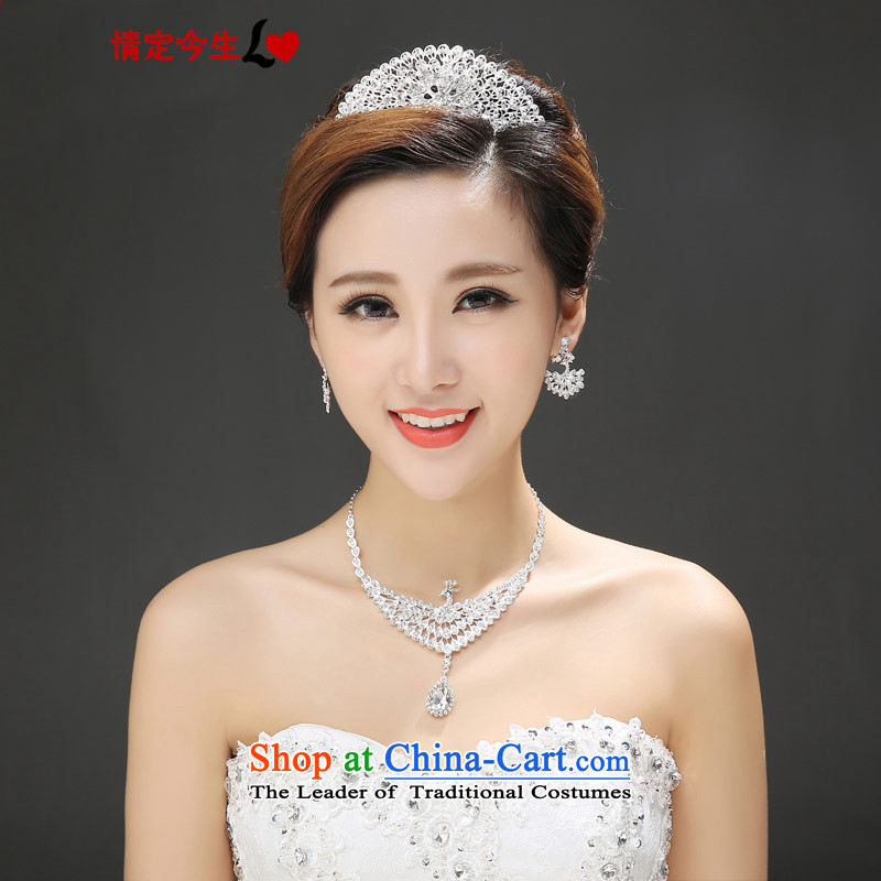 Love of the overcharged wedding dresses accessories bride Crown Head Ornaments necklaces earrings Phoenix Ching Cheung red and white colors white