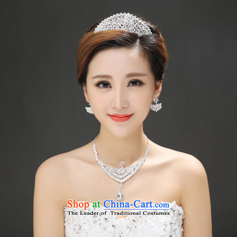 Love of the overcharged wedding dresses accessories bride Crown Head Ornaments necklaces earrings Phoenix Ching Cheung red and white colors white and the love of the overcharged shopping on the Internet has been pressed.
