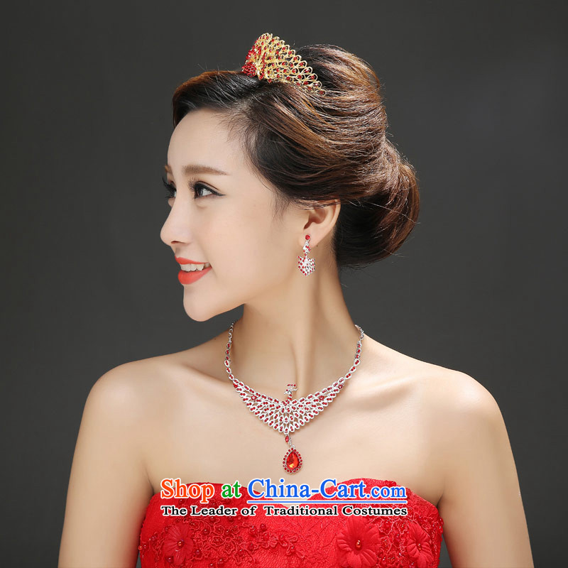 Love of the overcharged wedding dresses accessories bride Crown Head Ornaments necklaces earrings Phoenix Ching Cheung red and white colors white and the love of the overcharged shopping on the Internet has been pressed.