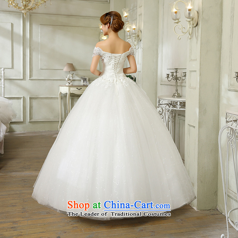 The Korean version of the stylish wedding dress luxury diamond lace the word   Graphics thin shoulders to align the shoulder straps wedding autumn 2015 new promotional white L, hundreds of Ming products , , , shopping on the Internet