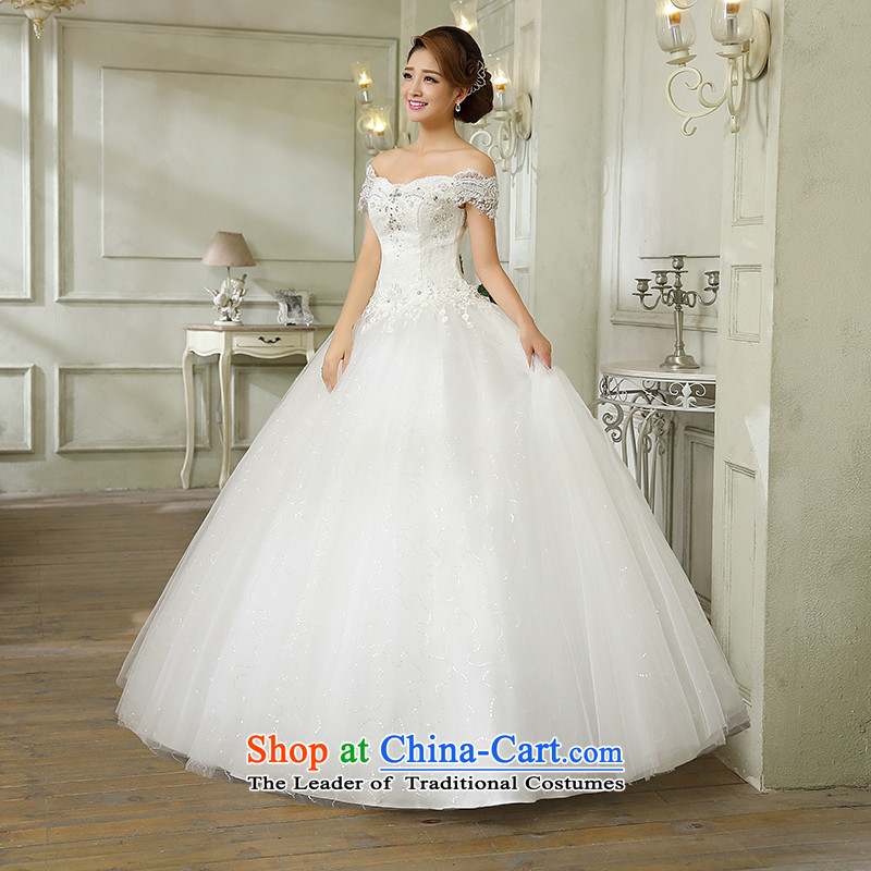 The Korean version of the stylish wedding dress luxury diamond lace the word   Graphics thin shoulders to align the shoulder straps wedding autumn 2015 new promotional white L, hundreds of Ming products , , , shopping on the Internet